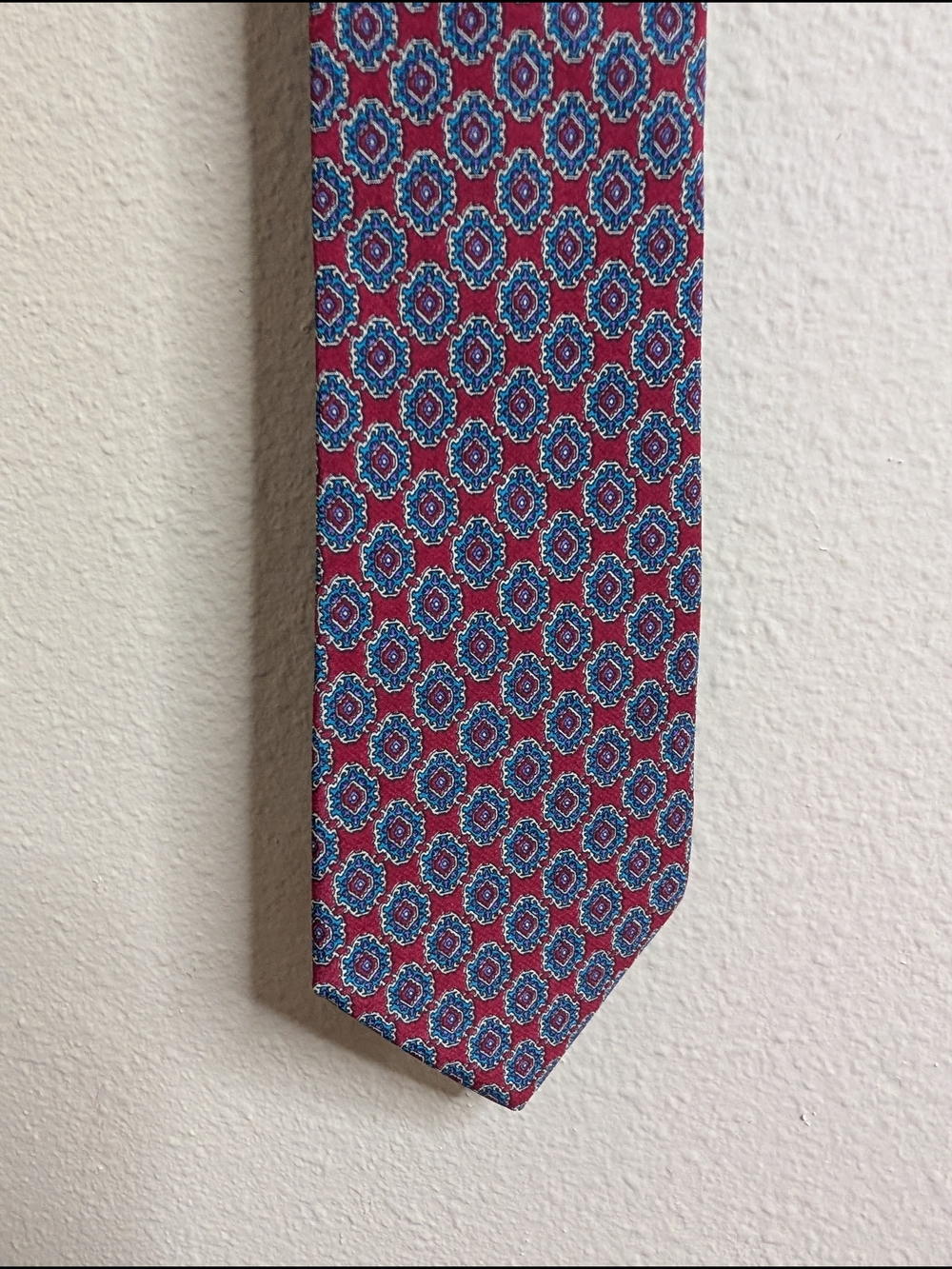 Gianmaria Ferrara‎ Handmade Italy Silk Tie | Burgundy Teal Medallion | The Rack